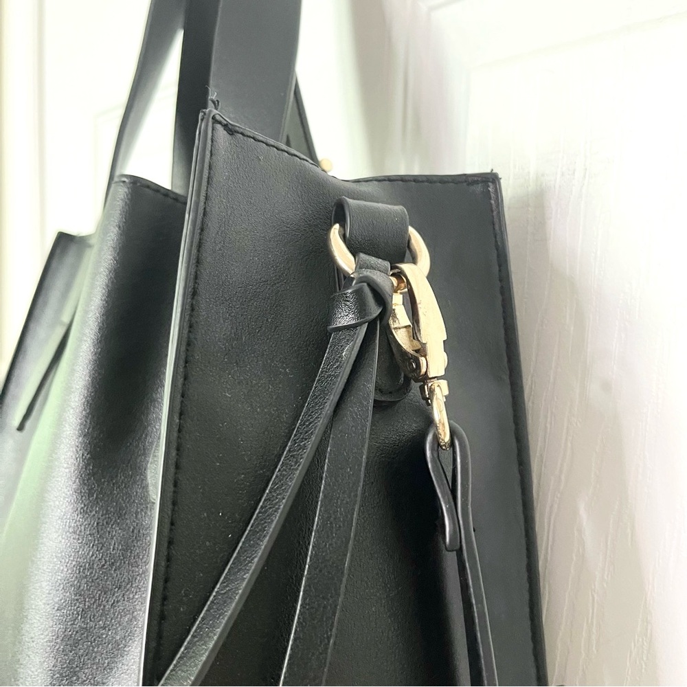 ✧･ﾟblack faux leather crossbody tote bag - Picture 2 of 10